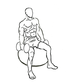 biceps curl seated on stability ball 1