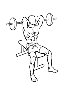 Seated Overhead Triceps Extension with Barbell 5 Seated Overhead Triceps Extension with Barbell 1