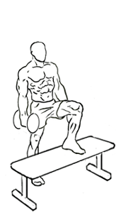 Step-Up Single Leg Balance with Bicep Curl using Dumbbells 2