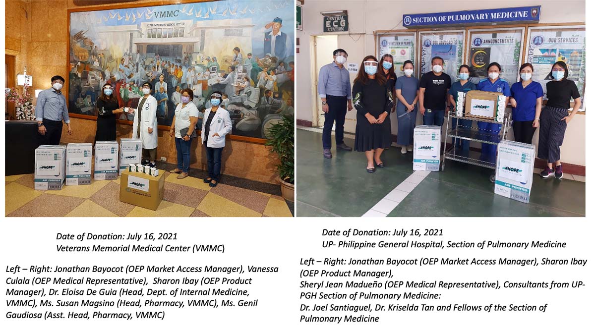 Orient Euro Pharma Philippines (OEPP), recently donated much-needed Erdosteine to key government COVID-19 medical facilities.