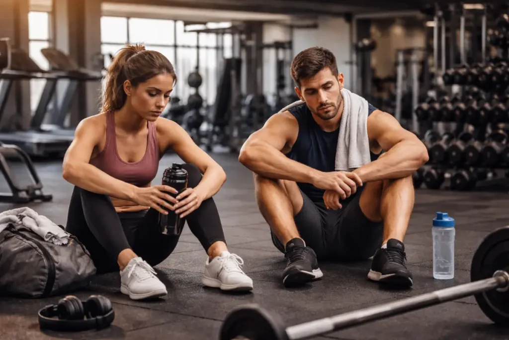Why Beginners Quit the Gym in 3 Weeks 2 Two Gym goers feeling the burnout