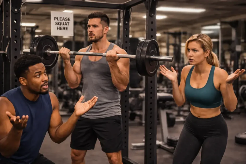 15 Gym Habits That Secretly Annoy Everyone 2 curling in the squat rack